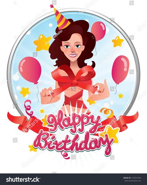 Happy Birthday Vector Illustration Nude Naked เวกเตอรสตอก ปลอดคา