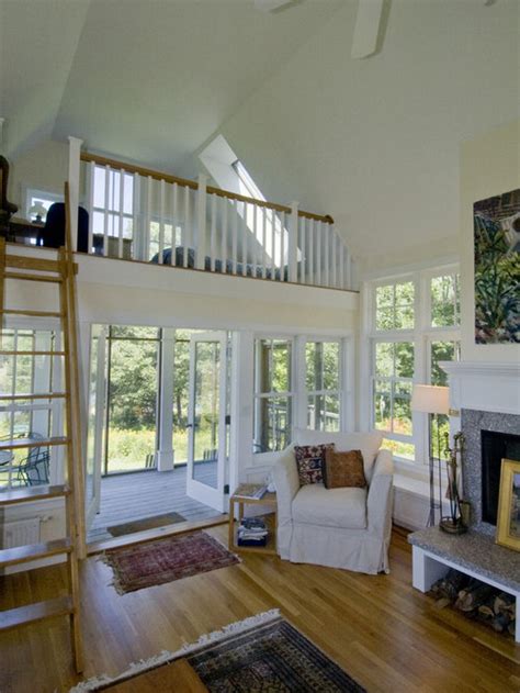 By putting on another level, the entire living area can be expanded while the the setup is similar to many college dorm rooms with a vaulted bed and a small office area underneath. Loft Over Great Room | Houzz