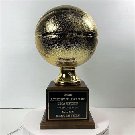 Gold Basketball Resin On Walnut Base Trophy By Athletic Awards