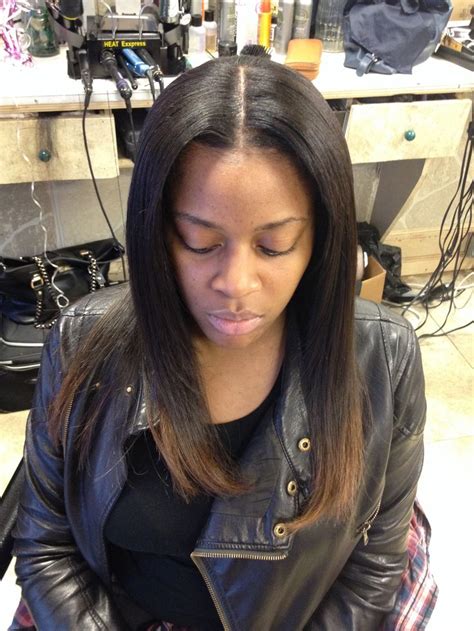 Full Sew In Weave W Middle Part Leave Out Sew In Hairstyles