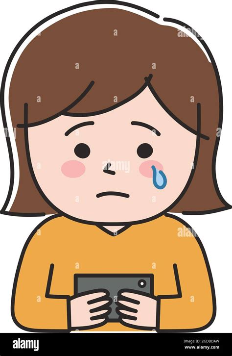 Girl Phone Crying Stock Vector Images Alamy
