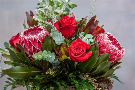 Protea And Rose Arrangement Sf 317 In Claremont Ca Sherwood