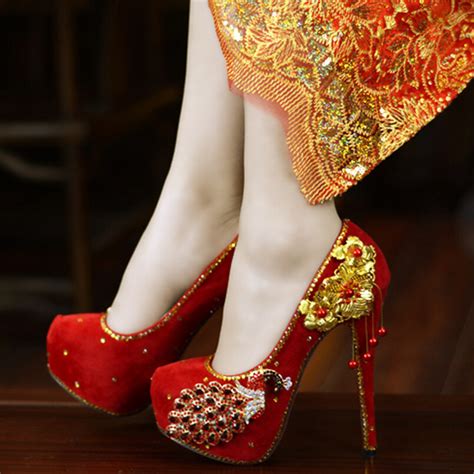 Classic Red Womens Sparkly Wedding Shoes Bridal Rhinestone Stiletto