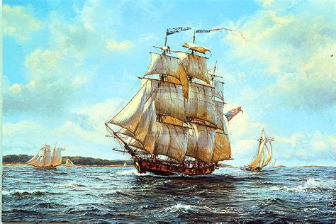 1800s Merchant Ship Prudent Entering Harbor Segelschiffe Schiff
