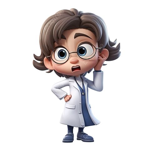 3d Rendering Of Cute Scientist Character Illustration With Confused