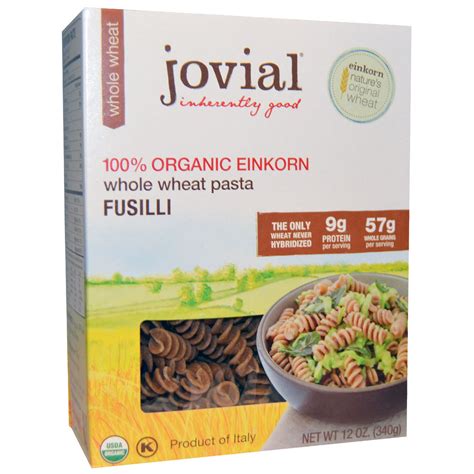 Jovial Whole Wheat Pasta Fusilli 100 Organic Einkorn 12 Oz 340 G