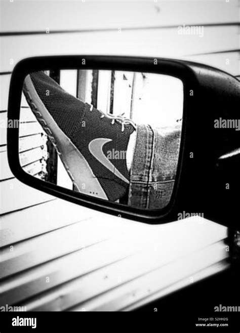 Objects In Mirror Are Closer Than They Appear Stock Photo Alamy