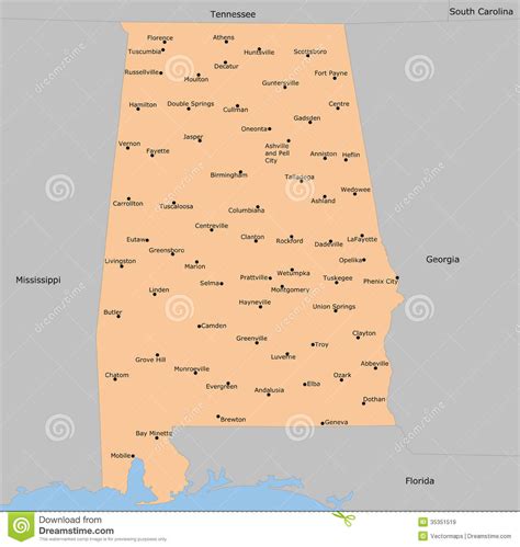 Alabama Outline Map Stock Vector Illustration Of Alabama