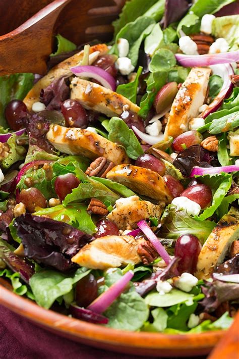 Grilled Chicken And Grape Spring Salad With Goat Cheese And Honey