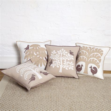 Tree Applique Pillow Covers Collection Taupewhite
