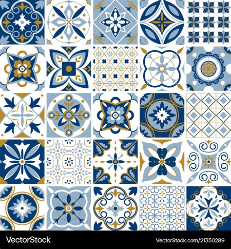Moroccan Pattern Decor Tile Texture With Blue Vector Image