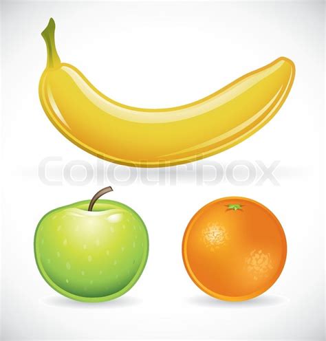 A Banana An Apple And An Orange Stock Vector Colourbox