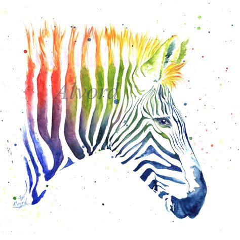 Zebra Of A Different Color Watercolor Print Prints Zebras Etsy
