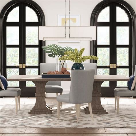 With a 4mm glass top and beveled mirrored finish, this unique table will make an impressive statement in any room. Double Pedestal Rectangular Dining Table | Williams Sonoma ...