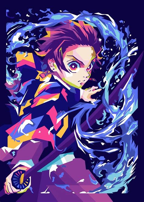 tanjiro demon slayer wpap poster by rochefort displate personagens de anime olhos de