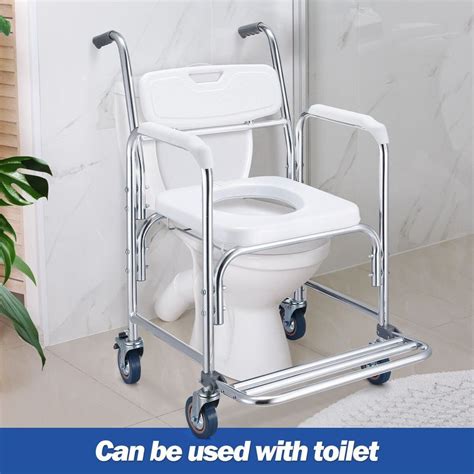 Buy Commode Shower Chair Toilet Wheelchair 3 In 1 Bath Stool Bathroom