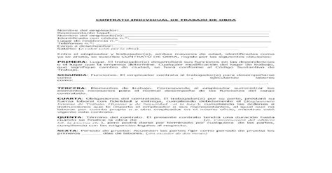 Contrato Contrato De Obra Modelos Y Formatos Pdf Document