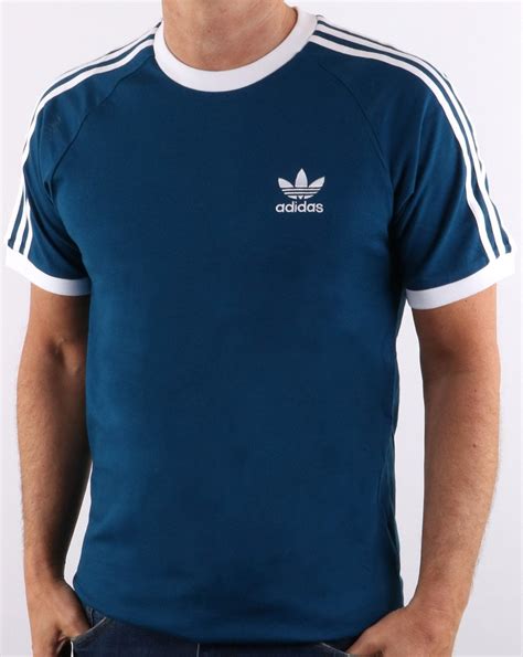 Adidas Originals Retro 3 Stripes T Shirt In Blue 80s Casual Classics