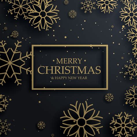 Beautiful Merry Christmas Greeting Card With Gold Snowflakes On