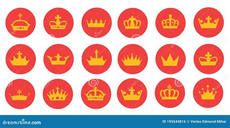 Et Of Different Crowns Vector Icons Collection Of Isolated Black