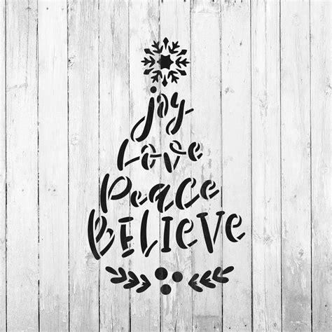 Joy Love Peace Believe Snowflake Laurel Stencil Stencil Revolution
