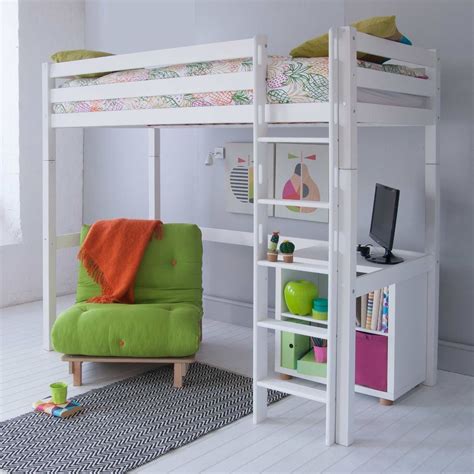 Classic Beech High Sleeper With Storage And Futon Pure White Lime Bunk Bed With Storage