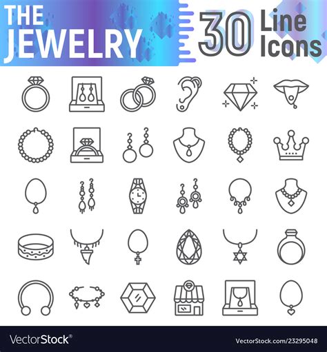 Jewelry Line Icon Set Accessory Symbols Royalty Free Vector