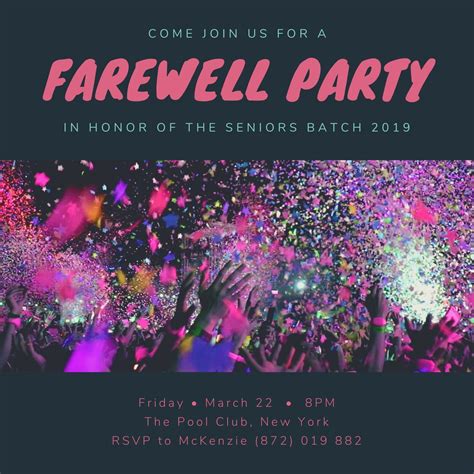 Blue And Pink Photo Farewell Party Invitation Templates By Canva