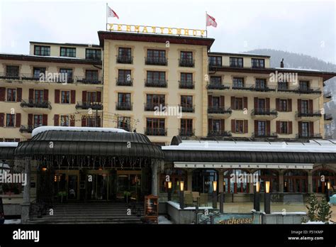 Winter Snow View Over Zermatt Town Valais Canton Pennine Alps