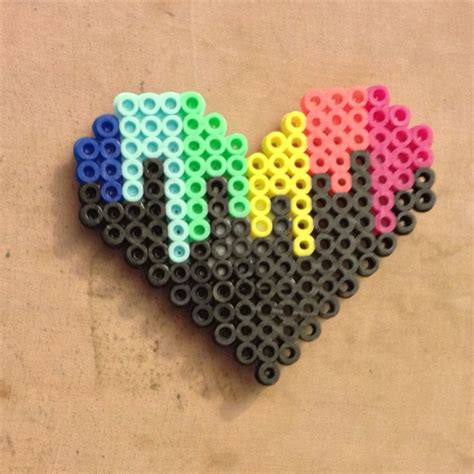 Perler Bead Rainbow Drip Heart Melt Beads Patterns Beading Patterns