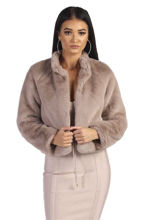 Cropped Faux Fur Coat Mocha Noodz Boutique
