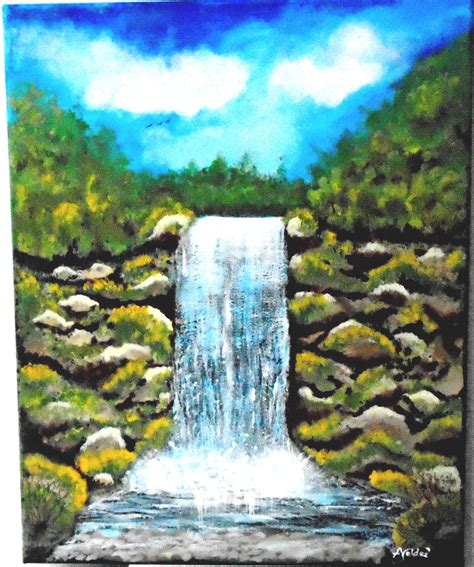 Waterfall Acrylic Painting 16 X 20 Landscape Paintings Landscape