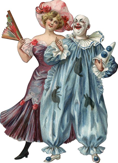 Woman And Clown Victorian Die Cut Images Vintage Clip Art