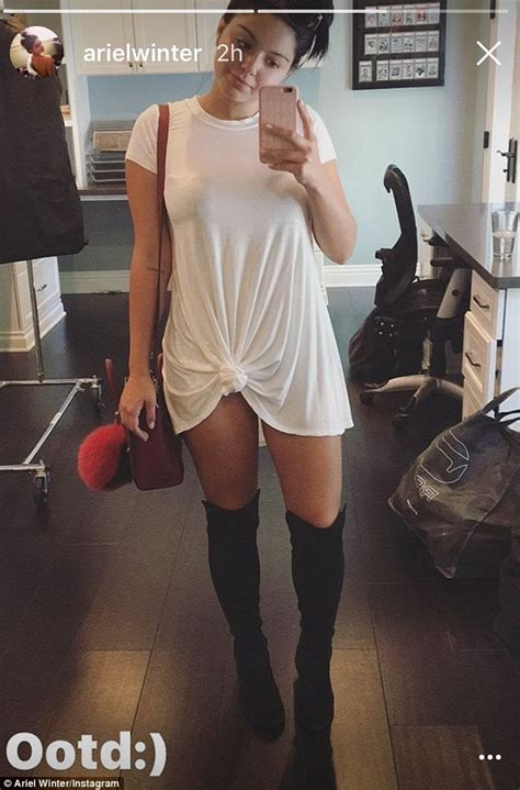 Ariel Winter Wears Nothing But A White T Shirt And Boots For Business
