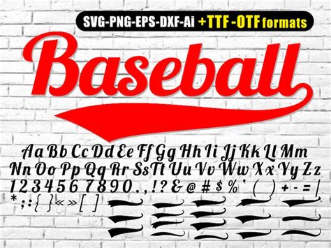 Baseball Font Svg Ttf Otf Fonts Baseball Svg Font Baseball Etsy
