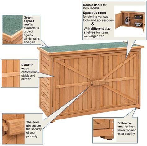 Goplus Wooden Garden Shed Outdoor Storage Cabinet Fir Wood Double Door