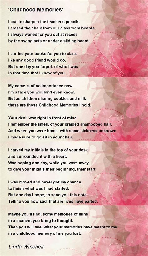 Childhood Memories Childhood Memories Poem By Linda Winchell