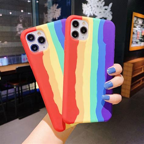 Rainbow Colors Original Silicone Case For Iphone 6 7 8 Plus X Xr Xs Max
