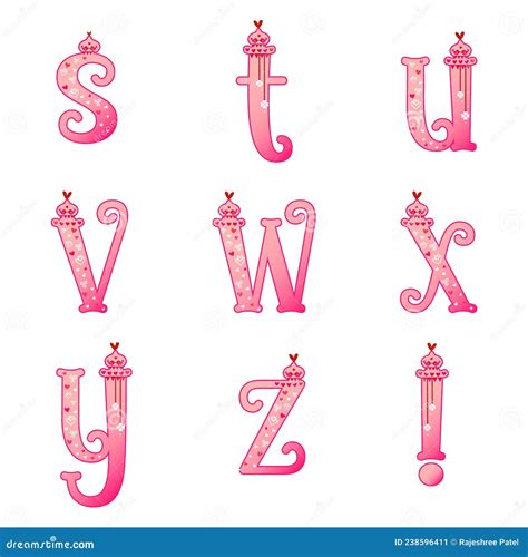 Lovely Cute Characters Baby Pink Lowercase Abc Letters Valentines Day