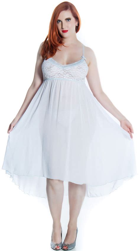 Womens Plus Size Bridal Chiffon Nightgown With G String Set 6101x
