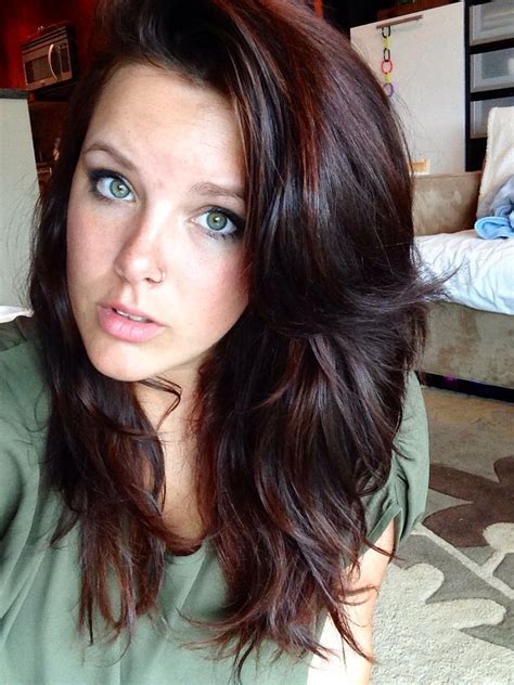 This picture shows the auburn shade of the red color. Chocolate brown, auburn highlights | Brown auburn hair ...