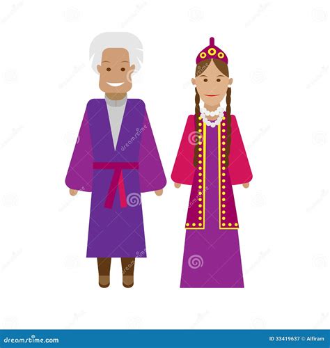 Turkmens National Dress Stock Vector Illustration Of Couple 33419637