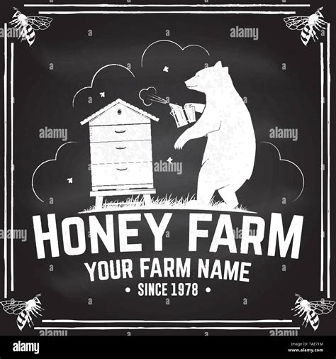 Honey Bee Farm Badge Vector On The Chalkboard Concept For Shirt