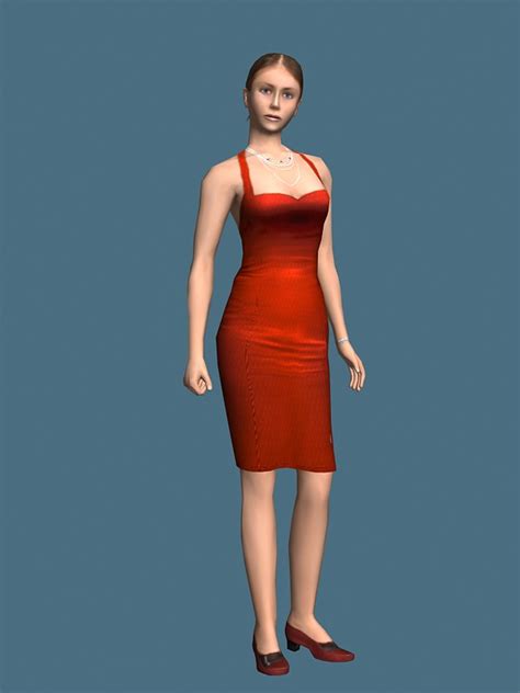 Woman In Dress Rigged 3d Model 3ds Maxmaya Files Free Download