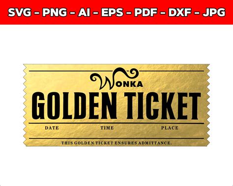 Wonka Bar Svg Ticket Golden Ticket Editable Template DIY - Etsy UK