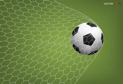 Soccer Football Ball In Goal And White Net Vector Stock Vector
