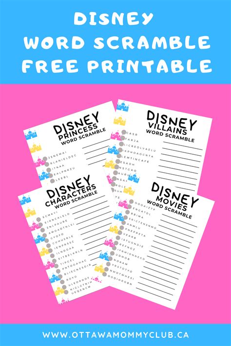 Disney Word Scramble Free Printable Disney Word Disney Printables
