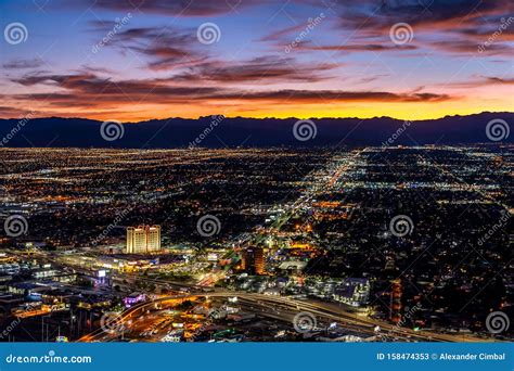 Las Vegas Nevada Usa Sunset Over The City Skyline Editorial Stock