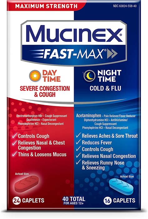 Buy Mucinex Maximum Strength Fast Max Caplets Cold And Flu Multi Symptom Relief Caplets 40 Count