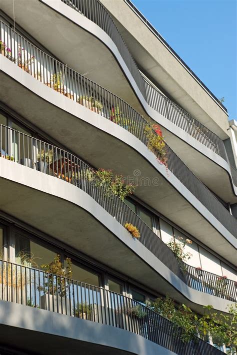 Modern Apartments With Curved Balconies Stock Image Image Of
